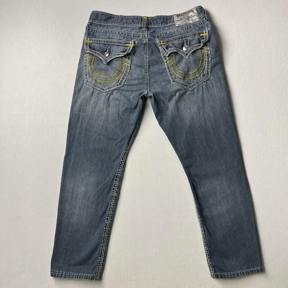 True Religion Section Straight Jeans Mens 36x31 Blue Denim Straight Leg